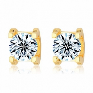 Cartier C DE Earrings in 18K Yellow Gold With 1 Brilliant-Cut Diamond